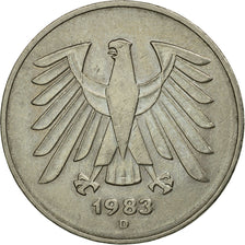Coin, GERMANY - FEDERAL REPUBLIC, 5 Mark, 1983, Munich, EF(40-45), Copper-Nickel