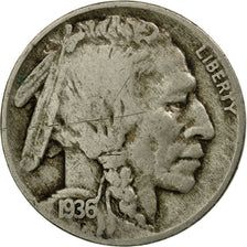 Coin, United States, Buffalo Nickel, 5 Cents, 1936, U.S. Mint, Philadelphia