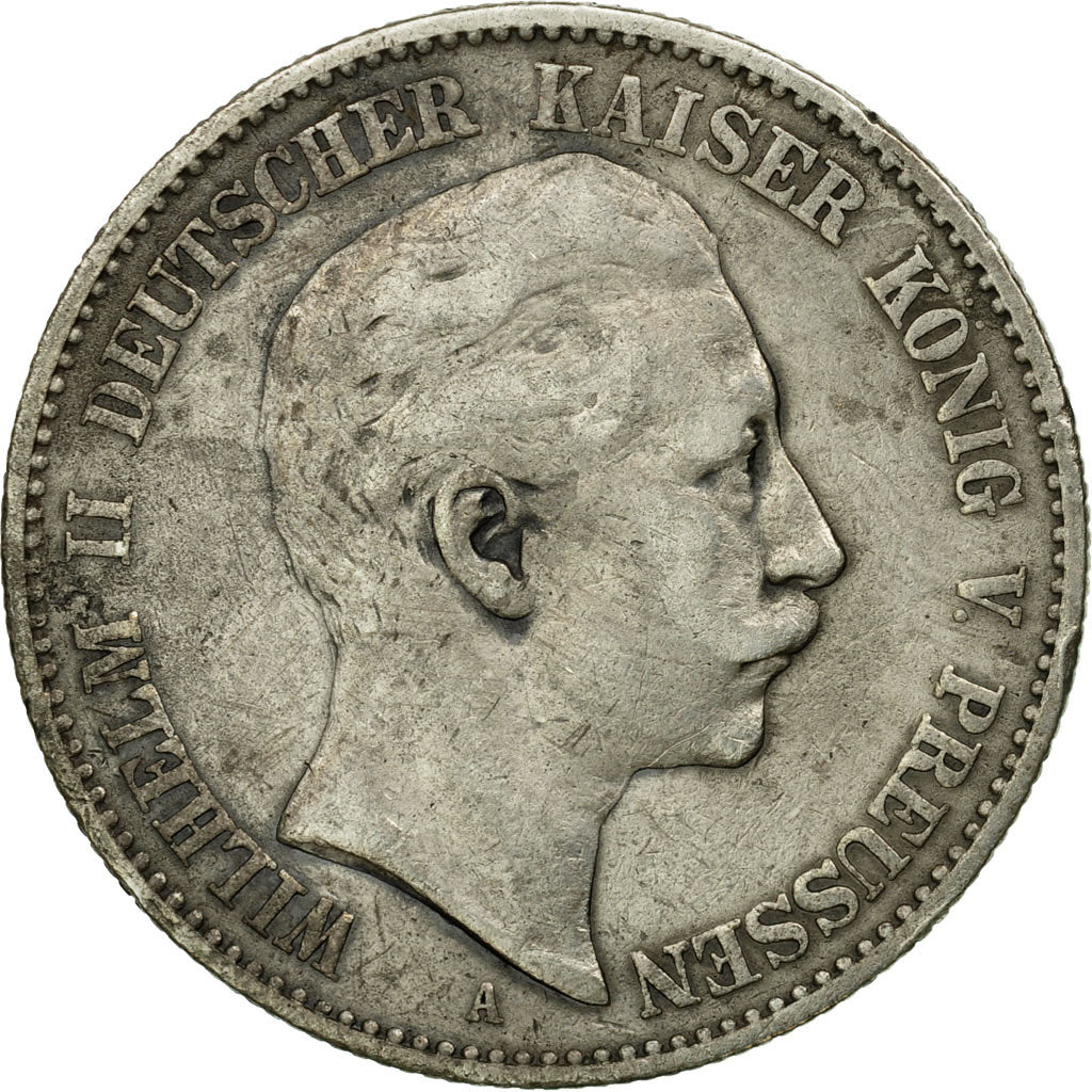 Coin, German States, PRUSSIA, Wilhelm II, 2 Mark, 1896, Berlin, VF(30-35)