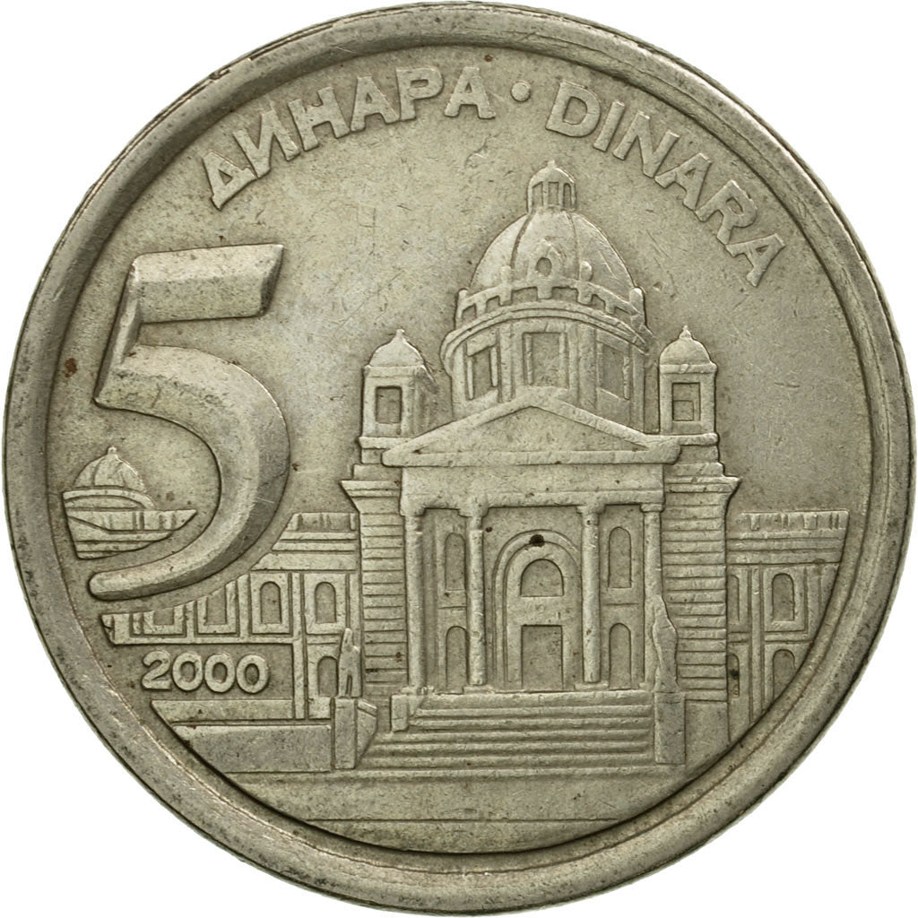Monnaie, Yougoslavie, 5 Dinara, 2000, Belgrade, TTB, Copper-Nickel-Zinc, KM:182