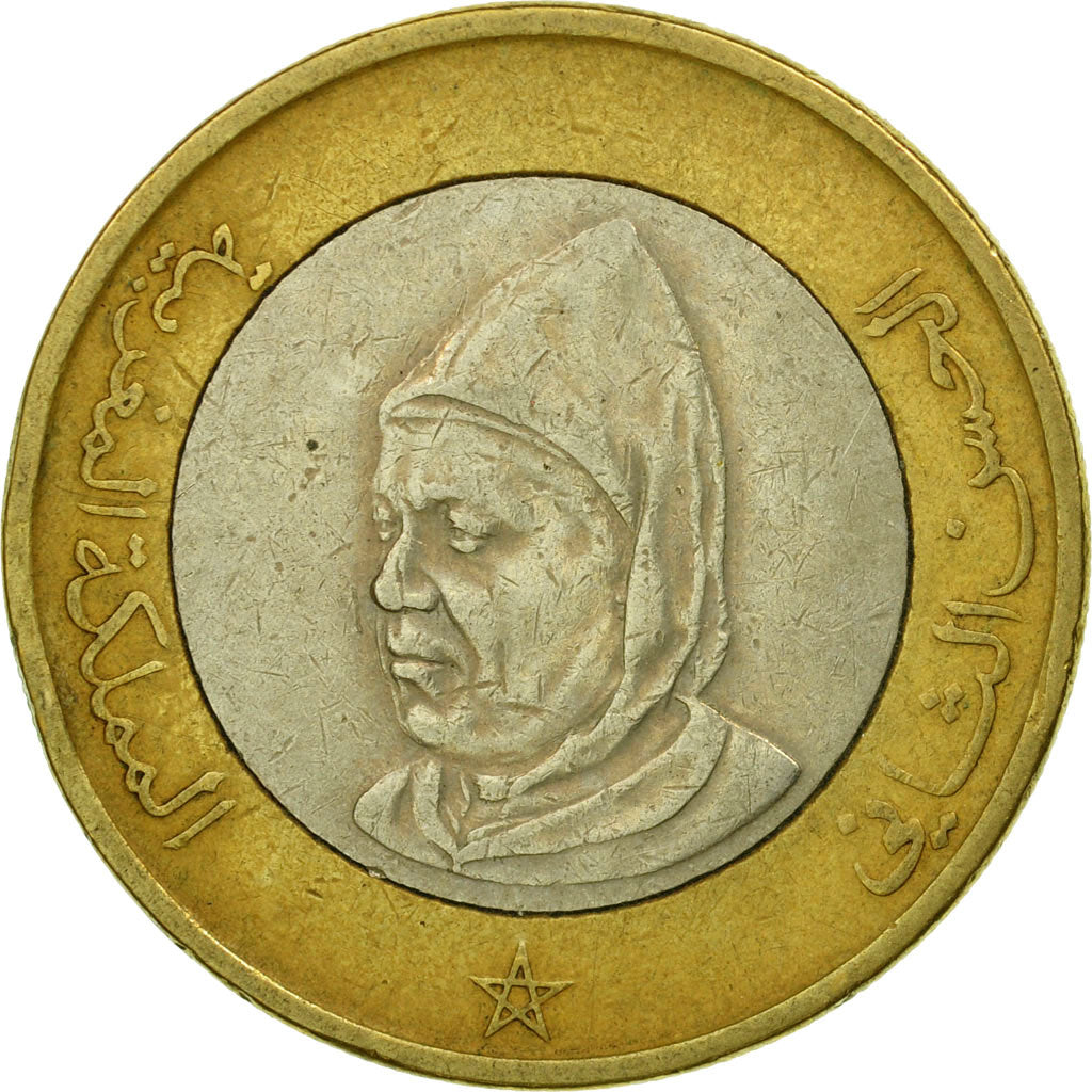 Coin, Morocco, al-Hassan II, 10 Dirhams, 1996/AH1415, Paris, VF(20-25)