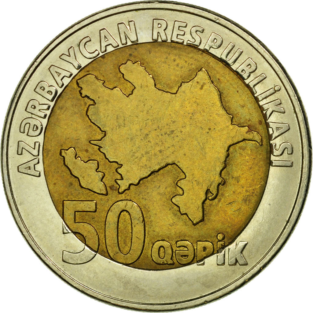 Coin, Azerbaijan, 50 Qapik, Undated (2006), EF(40-45), Bi-Metallic, KM:44