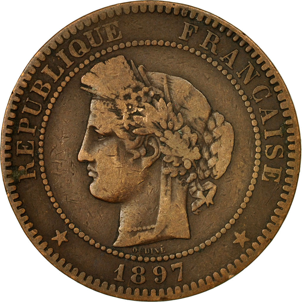 Coin, France, Cérès, 10 Centimes, 1897, Paris, VF(20-25), Bronze, KM:815.1, Le