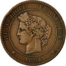 Moneta, Francia, Cérès, 10 Centimes, 1894, Paris, MB, Bronzo, KM:815.1, Le