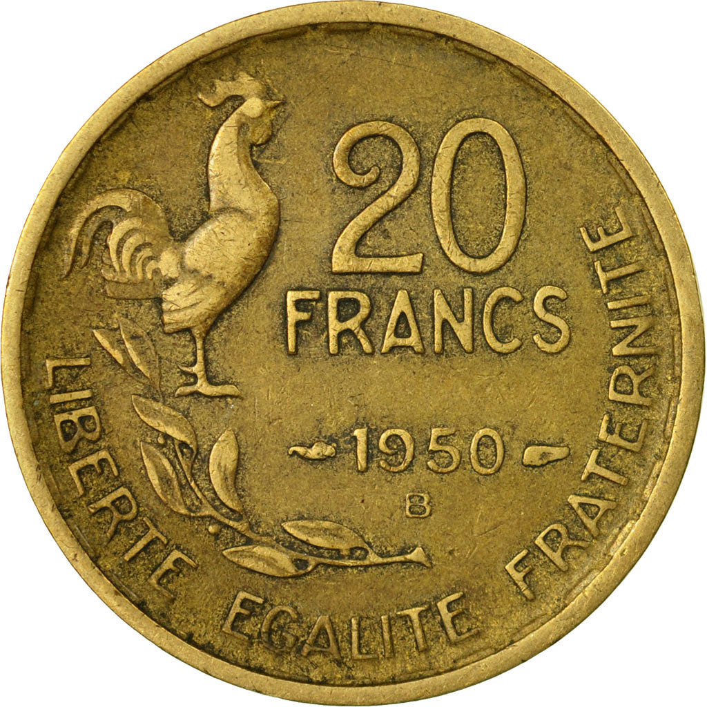 Coin, France, Guiraud, 20 Francs, 1950, Beaumont - Le Roger, VF(30-35)