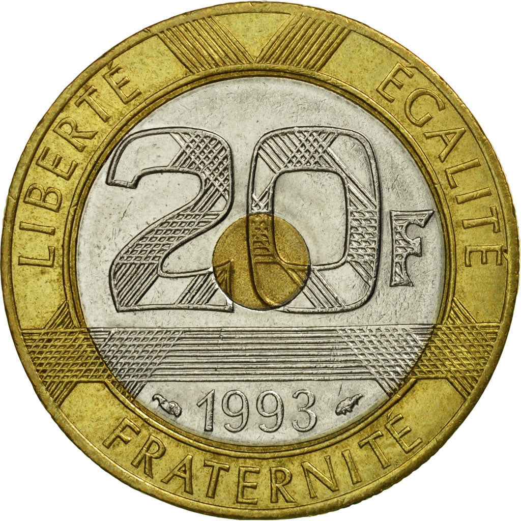 Coin, France, Mont Saint Michel, 20 Francs, 1993, Paris, EF(40-45)