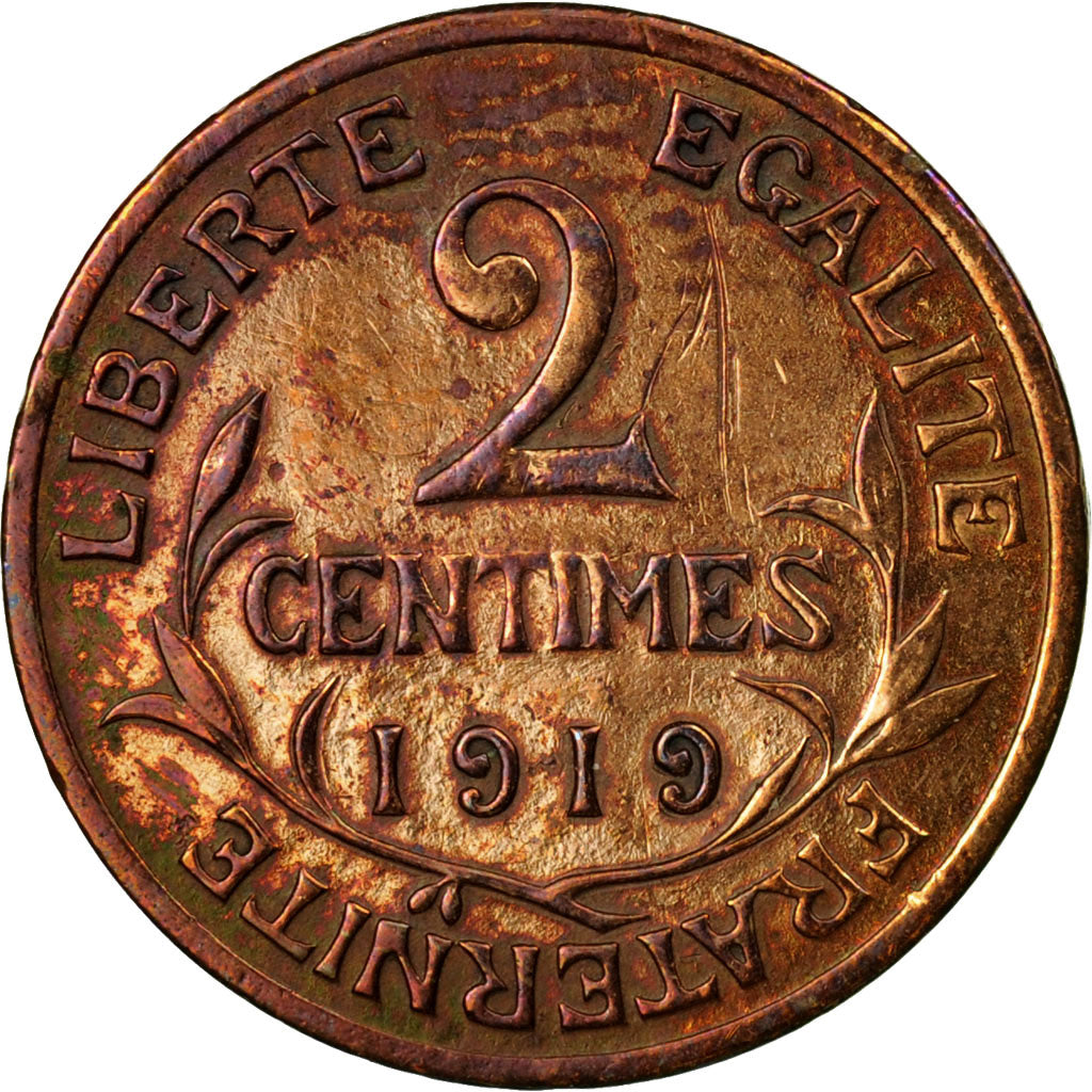 Munten, Frankrijk, Dupuis, 2 Centimes, 1919, Paris, FR+, Bronze, KM:841, Le