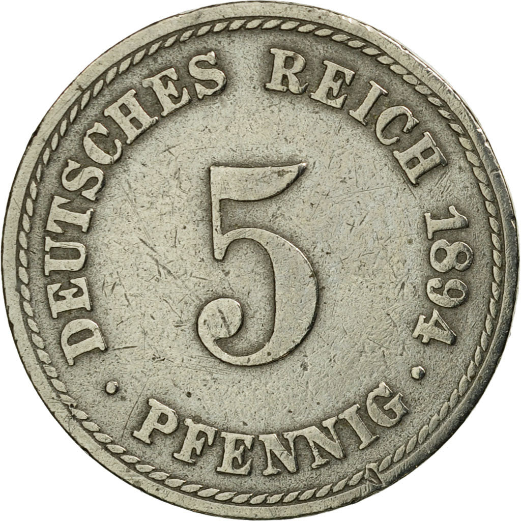 Coin, GERMANY - EMPIRE, Wilhelm II, 5 Pfennig, 1894, Berlin, VF(30-35)