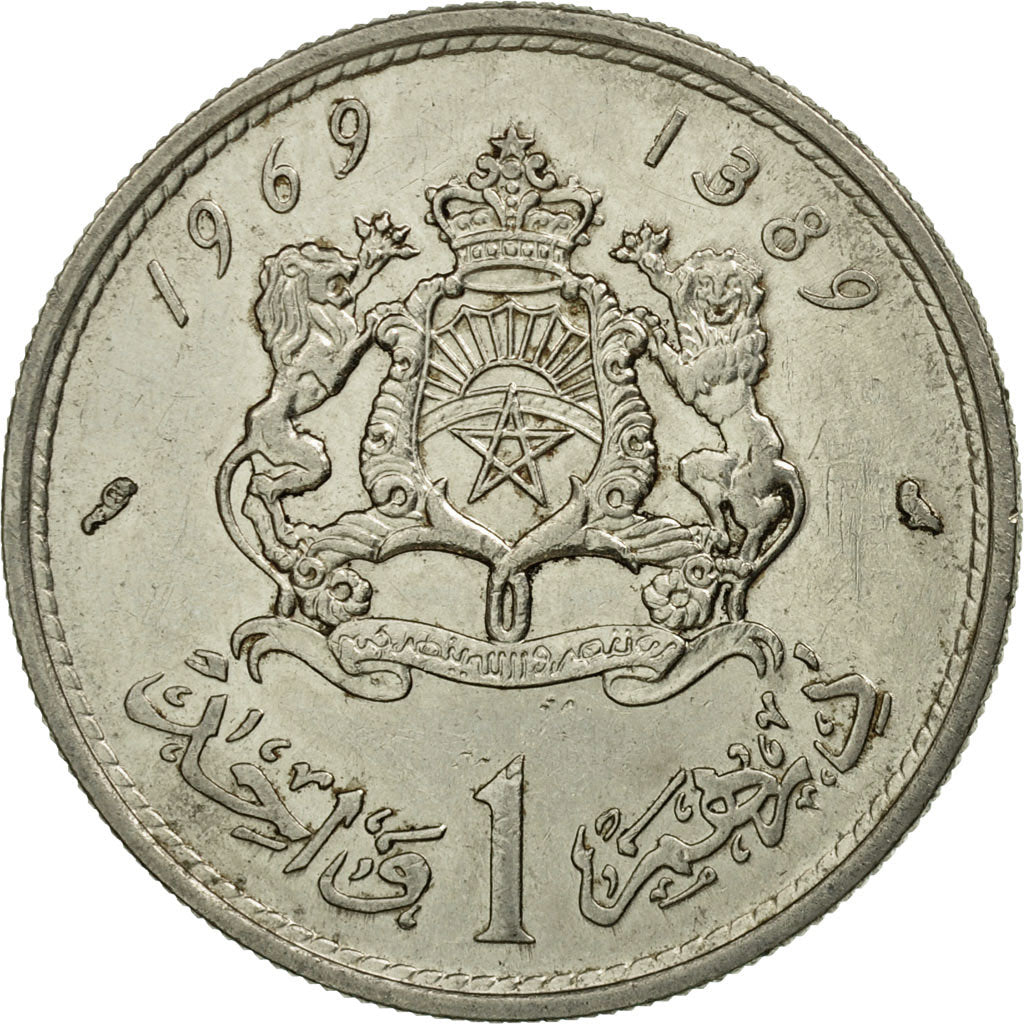 Coin, Morocco, al-Hassan II, Dirham, 1969/AH1389, Paris, EF(40-45), Nickel