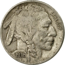 Coin, United States, Buffalo Nickel, 5 Cents, 1936, U.S. Mint, Philadelphia