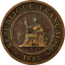 Moneda, INDOCHINA FRANCESA, Cent, 1885, Paris, BC+, Bronce, KM:1