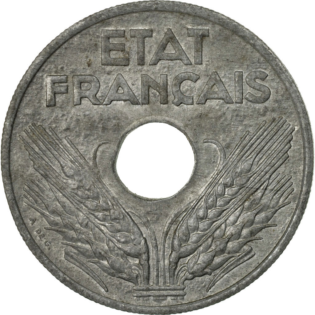 Coin, France, État français, 20 Centimes, 1944, Paris, EF(40-45), Zinc
