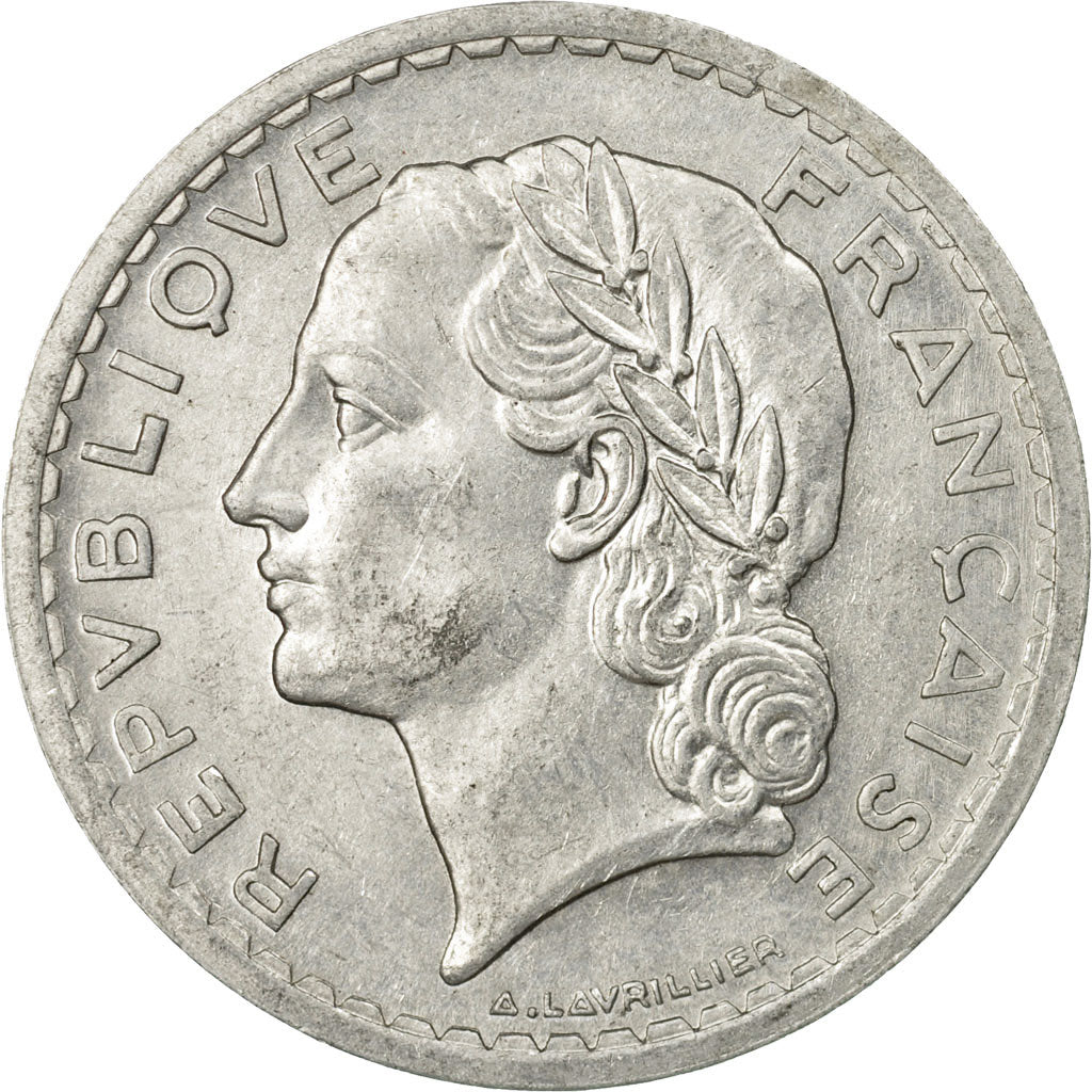 Monnaie, France, Lavrillier, 5 Francs, 1945, Paris, TB, Aluminium, KM:888b.1, Le