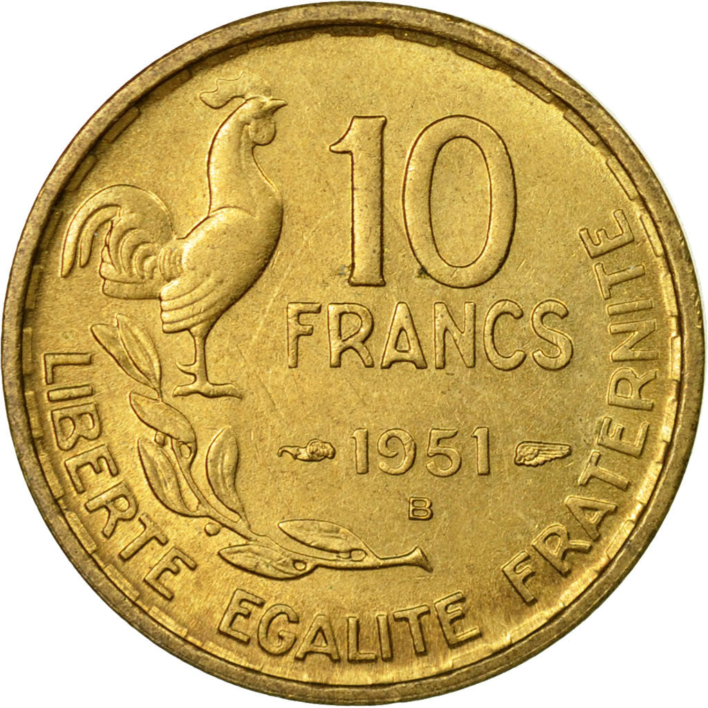 Coin, France, Guiraud, 10 Francs, 1951, Beaumont - Le Roger, MS(60-62)