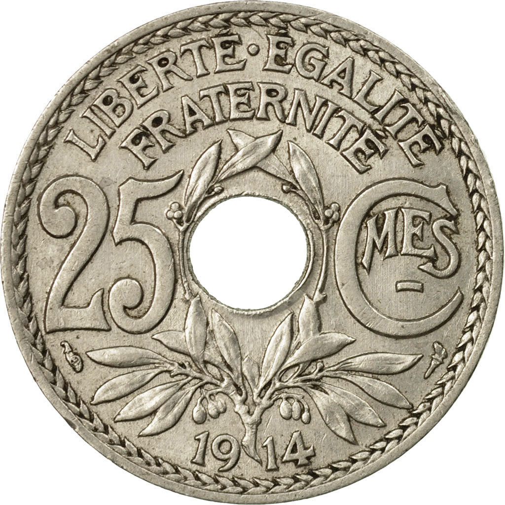 Münze, Frankreich, Lindauer, 25 Centimes, 1914, SS, Nickel, KM:867, Le