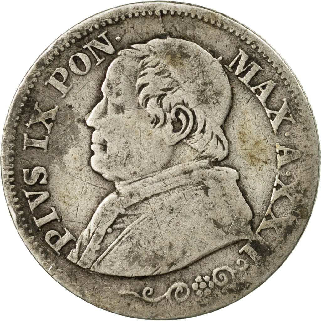 Coin, ITALIAN STATES, PAPAL STATES, Pius IX, 10 Soldi, 50 Centesimi, 1867