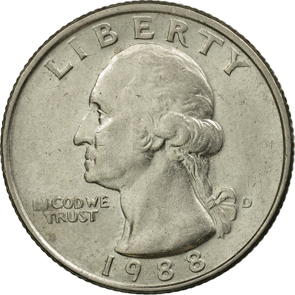 Coin, United States, Washington Quarter, Quarter, 1988, U.S. Mint, Denver