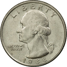 Coin, United States, Washington Quarter, Quarter, 1988, U.S. Mint, Denver