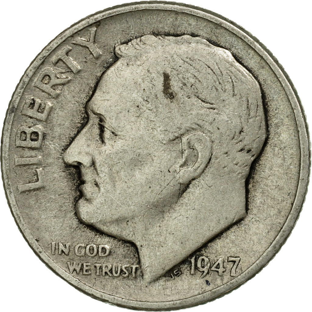 Coin, United States, Roosevelt Dime, Dime, 1947, U.S. Mint, Philadelphia