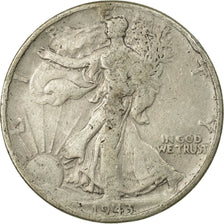 Coin, United States, Walking Liberty Half Dollar, Half Dollar, 1943, U.S. Mint