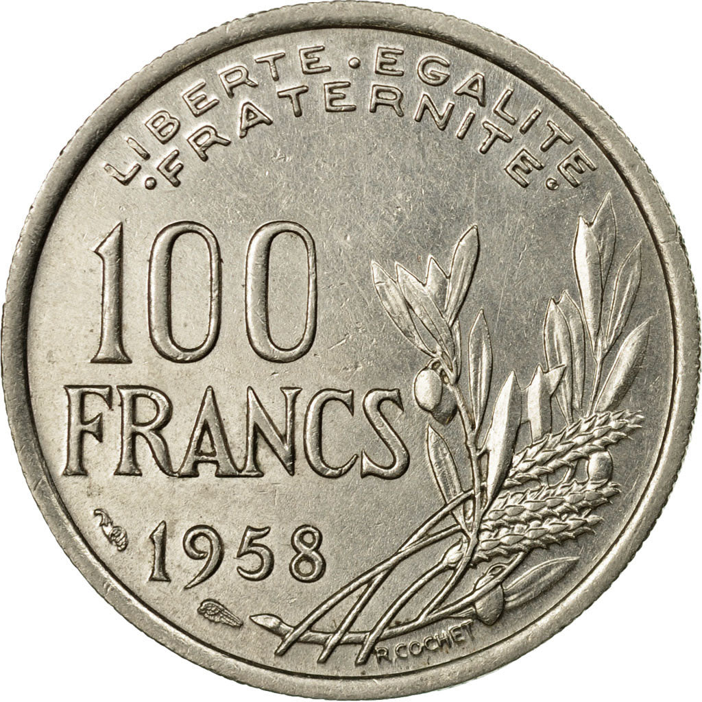Coin, France, Cochet, 100 Francs, 1958, AU(55-58), Copper-nickel, KM:919.1, Le