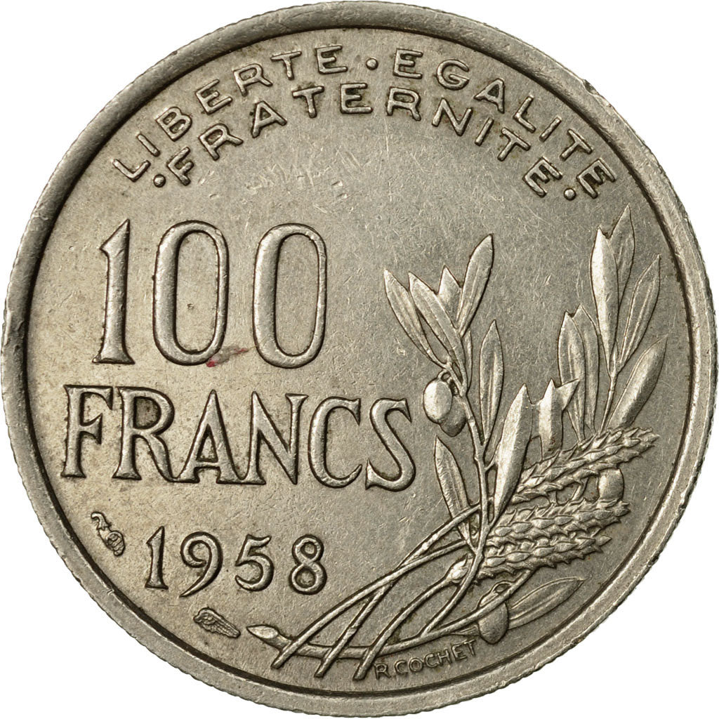 Coin, France, Cochet, 100 Francs, 1958, EF(40-45), Copper-nickel, KM:919.1, Le