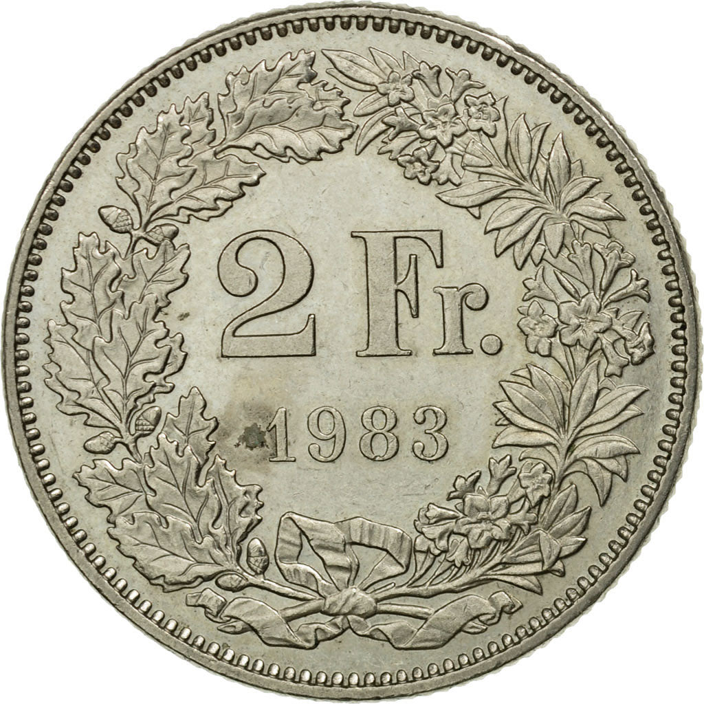 Coin, Switzerland, 2 Francs, 1983, Bern, EF(40-45), Copper-nickel, KM:21a.3