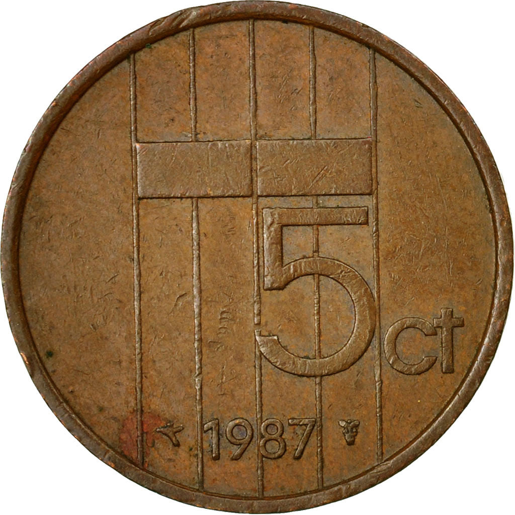 Münze, Niederlande, Beatrix, 5 Cents, 1987, S+, Bronze, KM:202