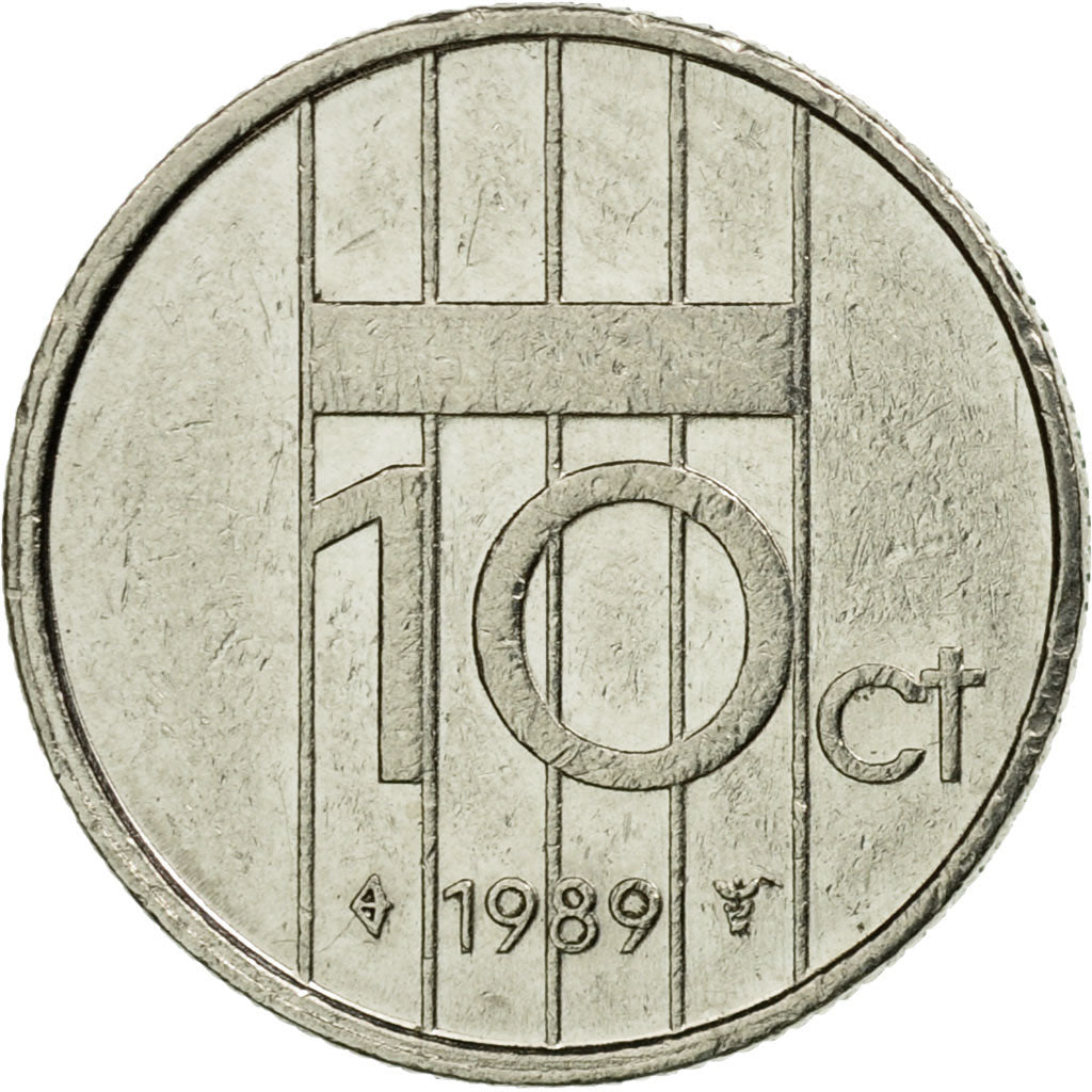 Coin, Netherlands, Beatrix, 10 Cents, 1989, EF(40-45), Nickel, KM:203