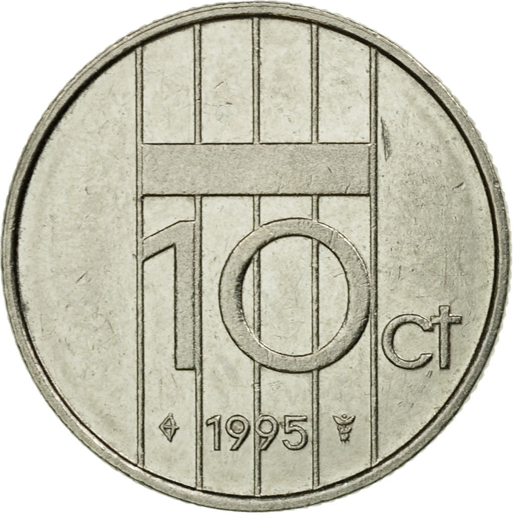 Coin, Netherlands, Beatrix, 10 Cents, 1995, EF(40-45), Nickel, KM:203