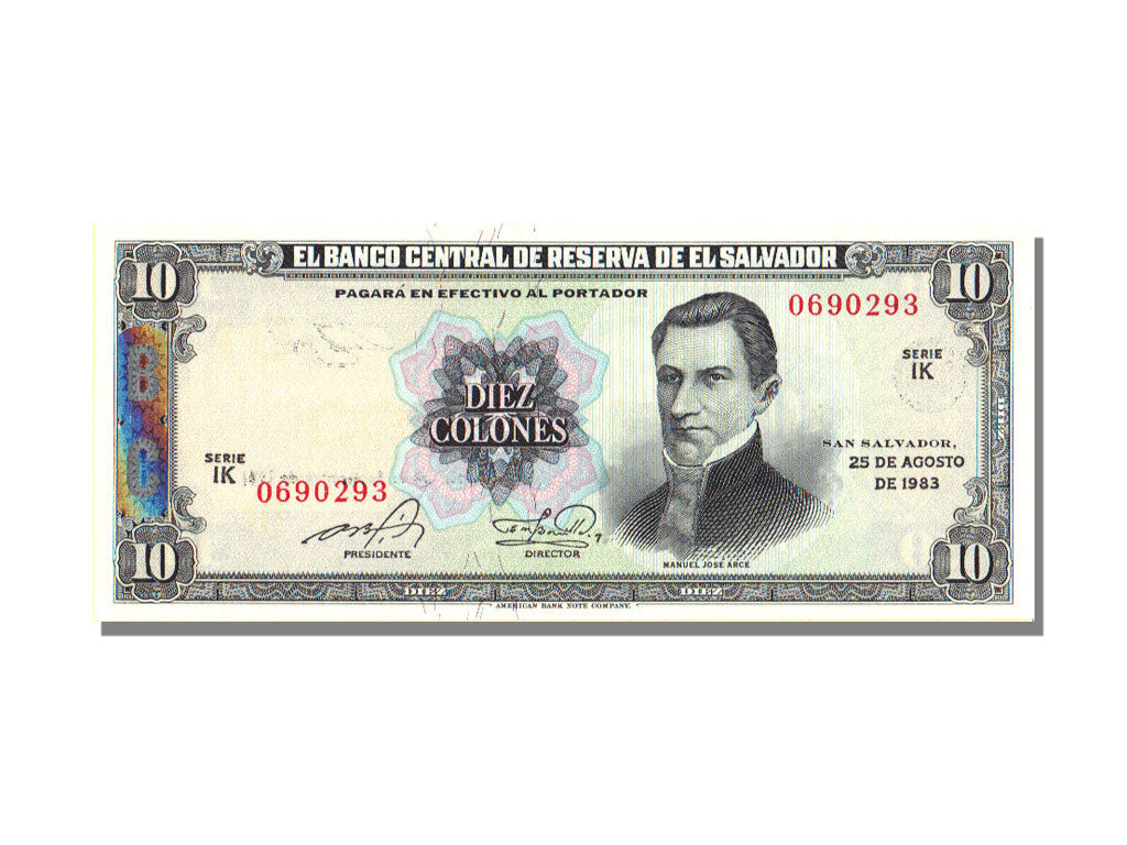 El Salvador, 10 Colones, 1983, KM #135a, 1983-08-25, UNC(65-70), IK