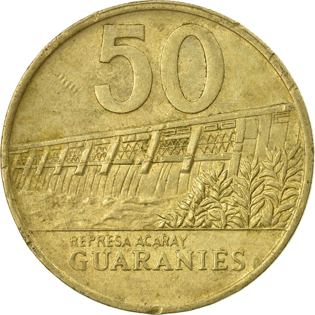 Moneda, Paraguay, 50 Guaranies, 1992, MBC, Cobre - níquel - cinc, KM:191