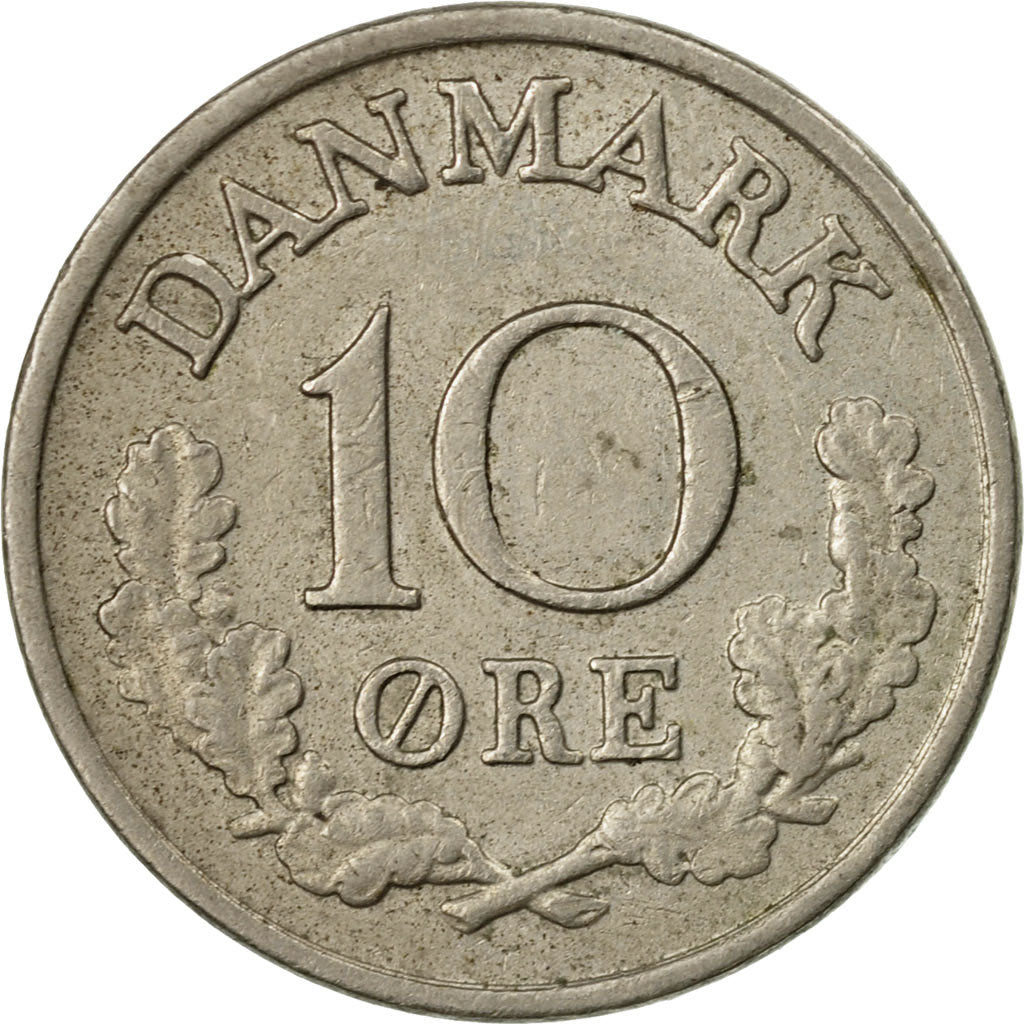 Coin, Denmark, Frederik IX, 10 Öre, 1966, Copenhagen, VF(30-35), Copper-nickel