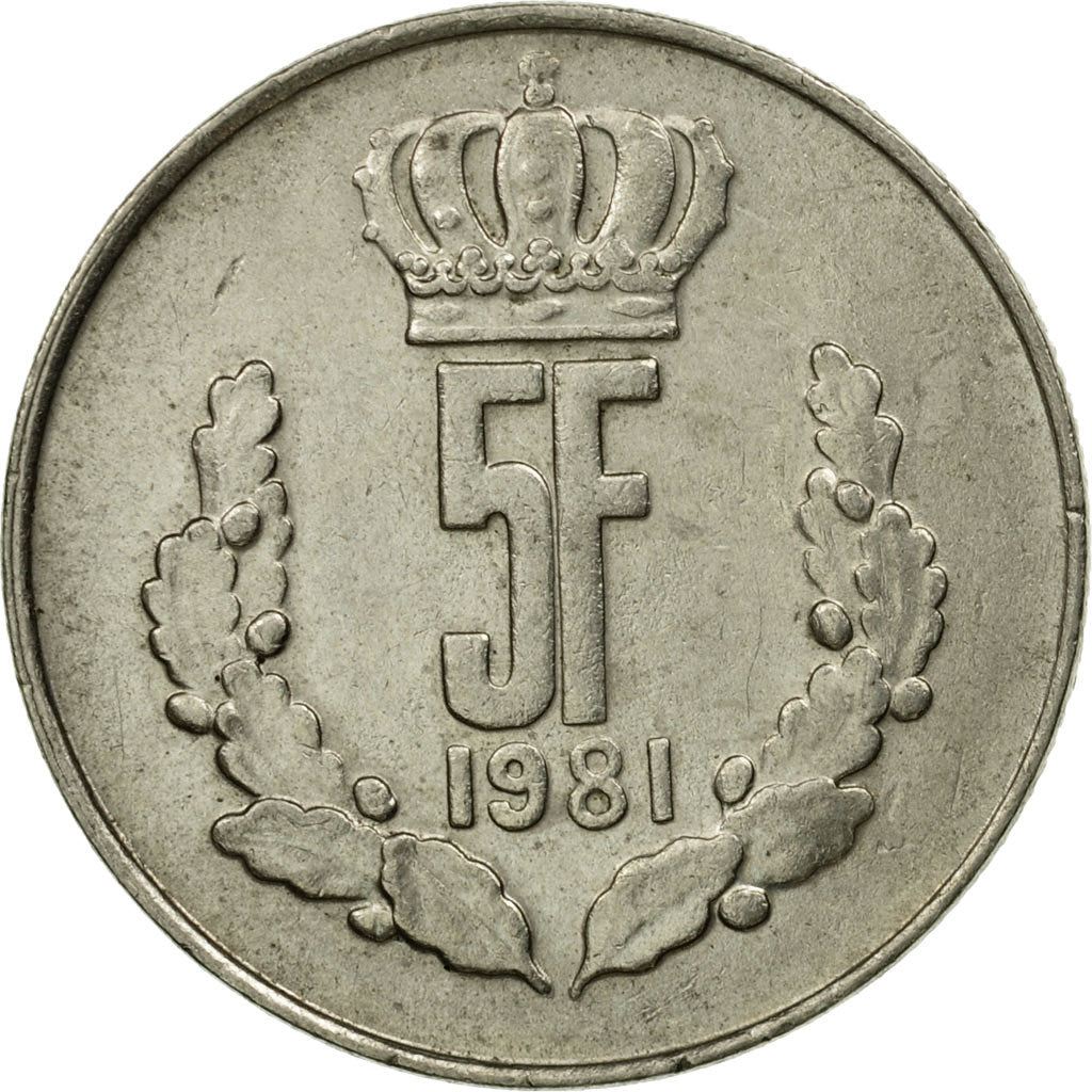 Moneta, Lussemburgo, Jean, 5 Francs, 1981, BB, Rame-nichel, KM:56