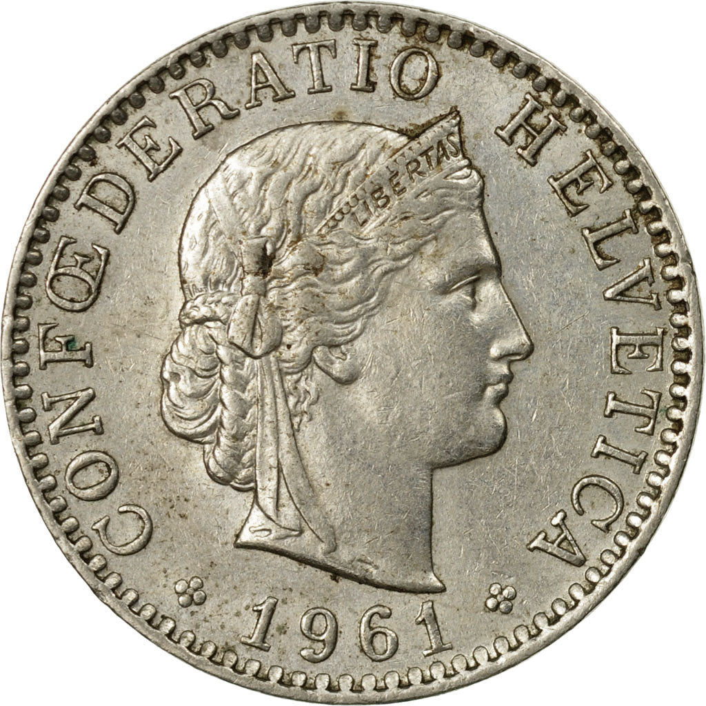 Münze, Schweiz, 20 Rappen, 1961, Bern, SS, Copper-nickel, KM:29a