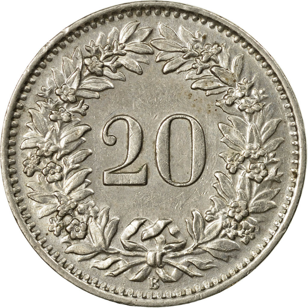 Münze, Schweiz, 20 Rappen, 1961, Bern, SS, Copper-nickel, KM:29a