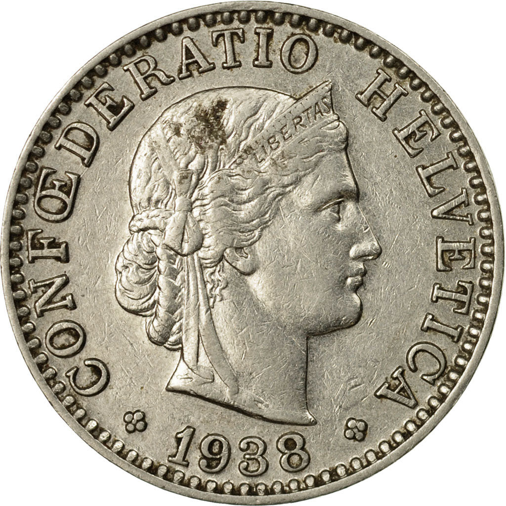 Moneta, Svizzera, 20 Rappen, 1938, Bern, MB+, Nichel, KM:29