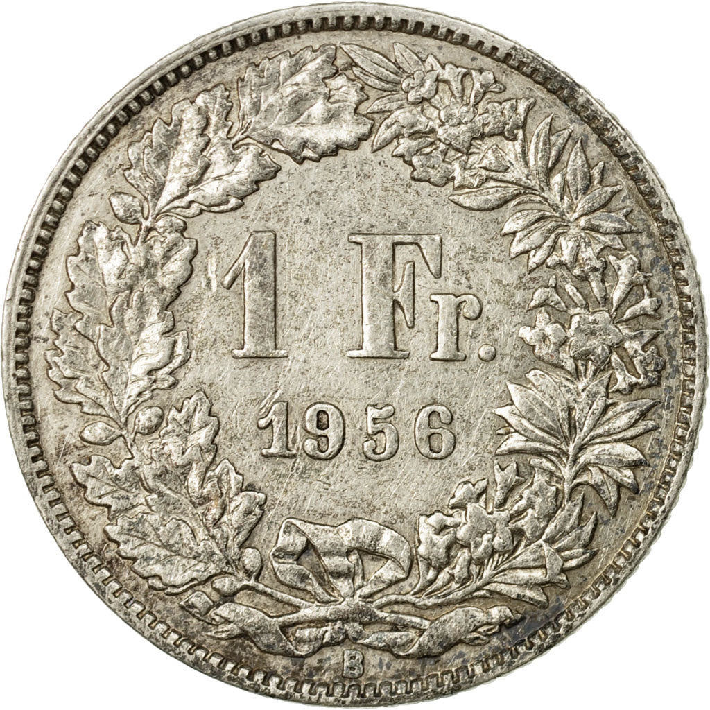 Coin, Switzerland, Franc, 1956, Bern, EF(40-45), Silver, KM:24
