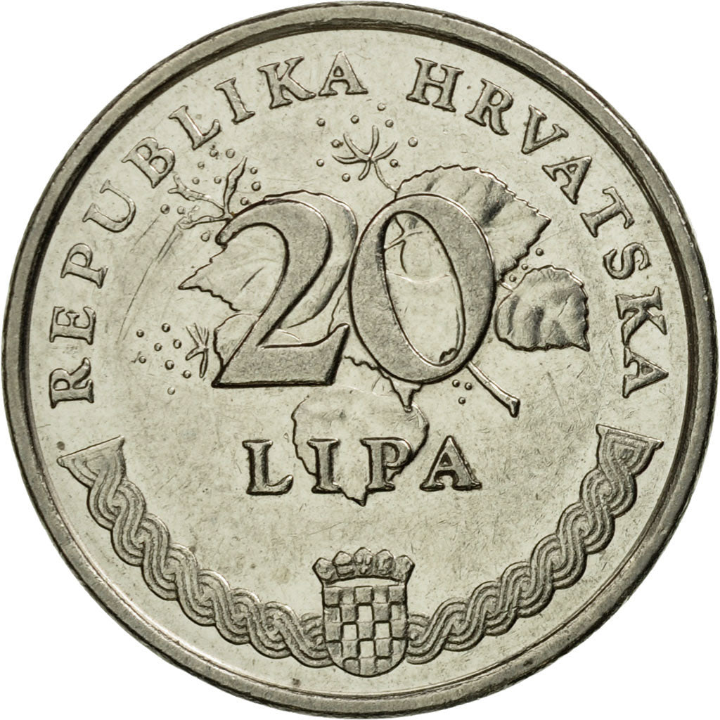 Moneta, Chorwacja, 20 Lipa, 1995, EF(40-45), Nickel platerowany stalą, KM:7