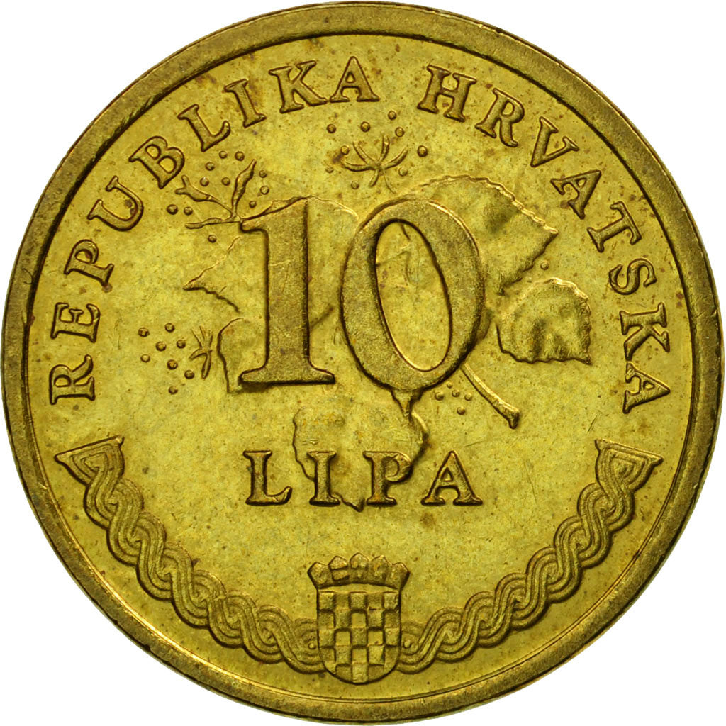 Coin, Croatia, 10 Lipa, 2008, EF(40-45), Brass plated steel, KM:16