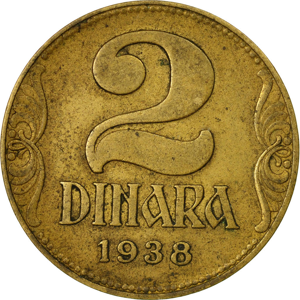 Moneda, Yugoslavia, Petar II, 2 Dinara, 1938, BC+, Aluminio - bronce, KM:20