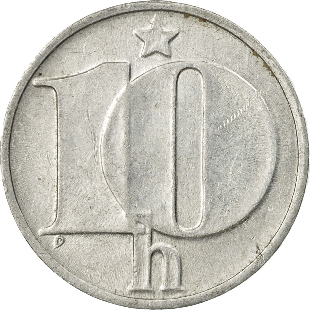Münze, Tschechoslowakei, 10 Haleru, 1977, SGE+, Aluminium, KM:80