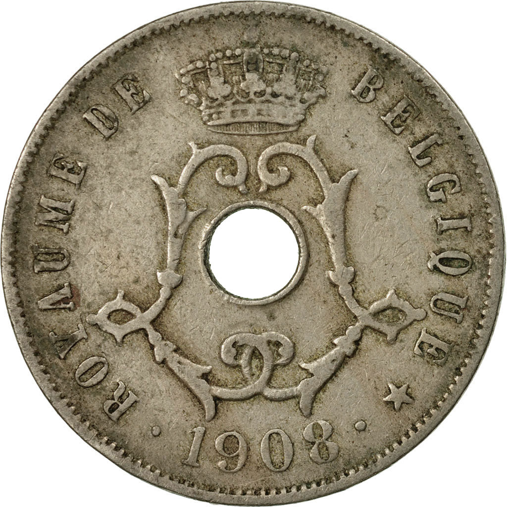 Coin, Belgium, 25 Centimes, 1908, VF(30-35), Copper-nickel, KM:62