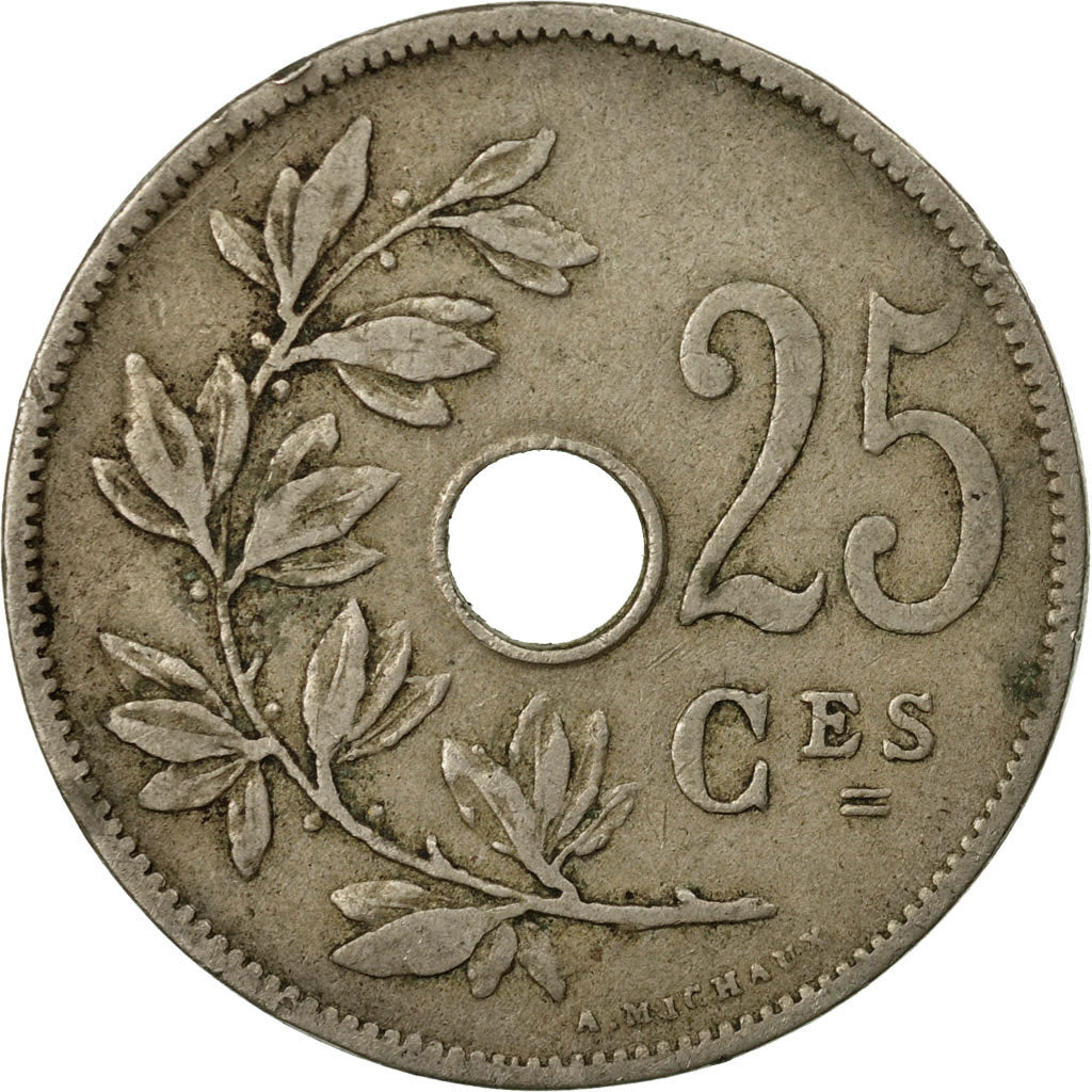 Coin, Belgium, 25 Centimes, 1908, VF(30-35), Copper-nickel, KM:62
