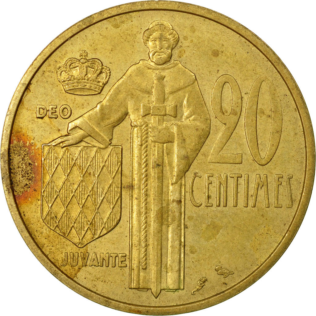 Moneta, Monaco, Rainier III, 20 Centimes, 1962, VF(30-35), Aluminium-Brąz