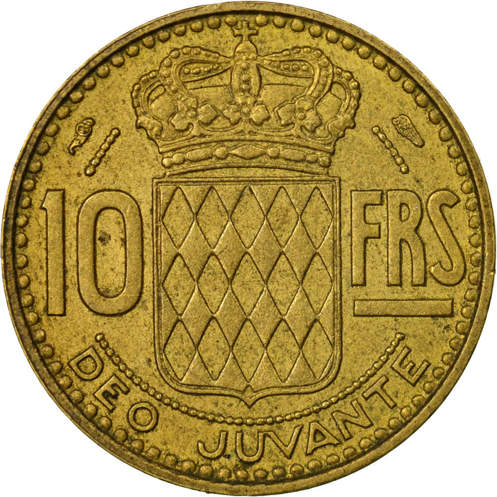 Coin, Monaco, Rainier III, 10 Francs, 1951, VF(30-35), Aluminum-Bronze, KM:130