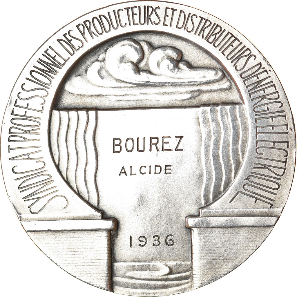 France, Medal, Art Déco, Producteurs d'Energie Electrique, 1936, Grun, MS(63)