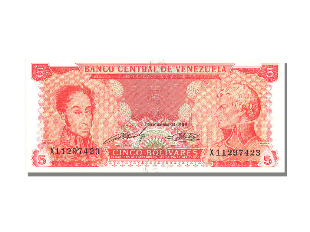 Venezuela, 5 Bolivares, 1989, 1989-09-21, UNC(65-70)