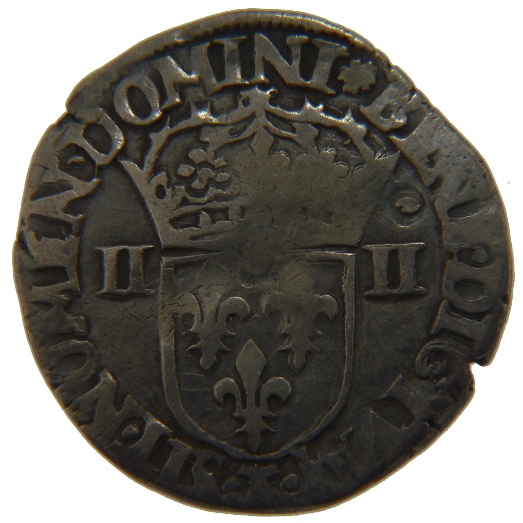 FRANCE, ¼ Ecu, 1593, Nantes, VF(30-35), Silver, Duplessy #1177, 9.50