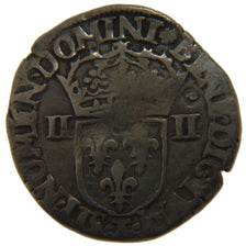 FRANCE, ¼ Ecu, 1593, Nantes, VF(30-35), Silver, Duplessy #1177, 9.50